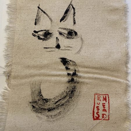 3"x5" cat, ink on canvas