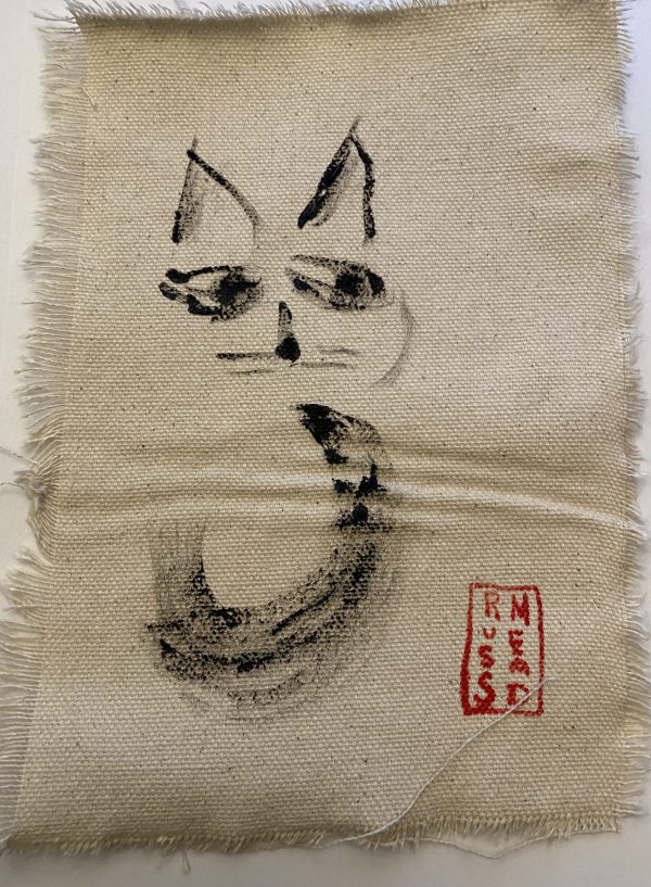 3"x5" cat, ink on canvas