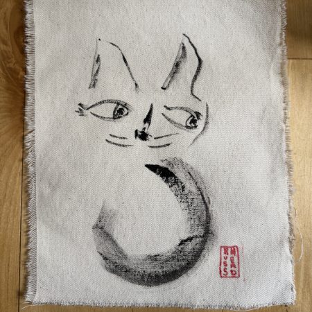 8"x10" Ink on canvas cat